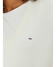 TOMMY HILFIGER TH JEANS pull &agrave; col en V blanc ancien - Chandails pour femmes - 5