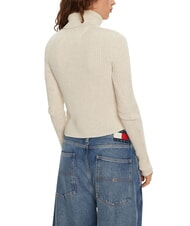 TOMMY HILFIGER TH JEANS pull &agrave; col roul&eacute; m&eacute;lange blanc ancien - Chandails pour femmes - 2