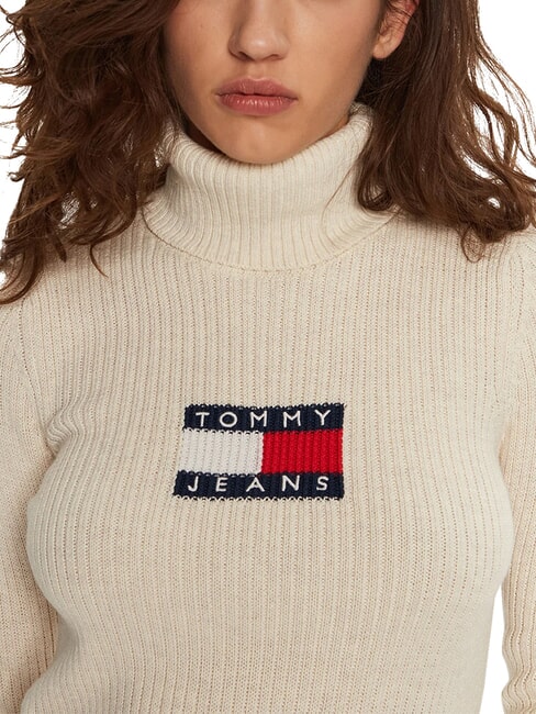 TH JEANS pull &agrave; col roul&eacute; m&eacute;lange blanc ancien - Chandails pour femmes