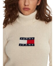 TOMMY HILFIGER TH JEANS pull &agrave; col roul&eacute; m&eacute;lange blanc ancien - Chandails pour femmes - 4