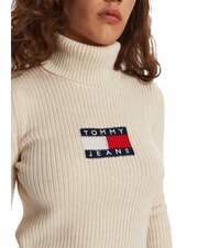TOMMY HILFIGER TH JEANS pull &agrave; col roul&eacute; m&eacute;lange blanc ancien - Chandails pour femmes - 5