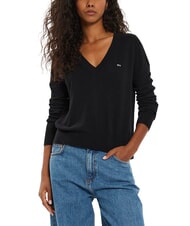 TOMMY HILFIGER TH JEANS pull &agrave; col en V noir - Chandails pour femmes - 2