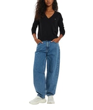 TOMMY HILFIGER TH JEANS pull &agrave; col en V noir - Chandails pour femmes - 4