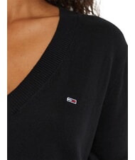 TOMMY HILFIGER TH JEANS pull &agrave; col en V noir - Chandails pour femmes - 6