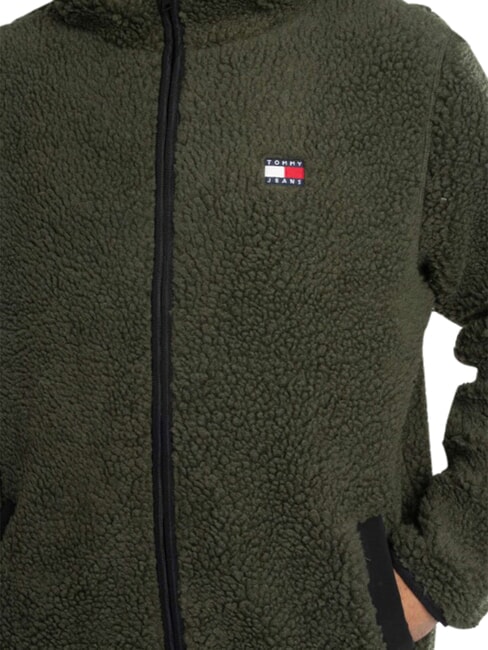 TH JEANS Sweat-shirt &agrave; poche et capuche vert fatigue - Pulls molletonn&eacute;s