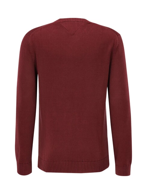 TH JEANS  Col rond en coton rouge fonc&eacute; - Pulls pour hommes