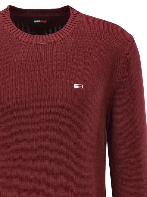 TH JEANS  Col rond en coton rouge fonc&eacute; - Pulls pour hommes