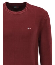 TOMMY HILFIGER TH JEANS  Col rond en coton rouge fonc&eacute; - Pulls pour hommes - 3