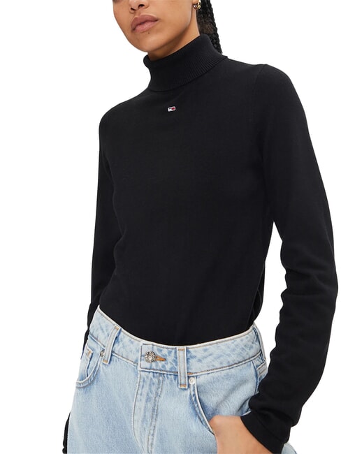 TH JEANS Col roul&eacute; noir - Chandails pour femmes