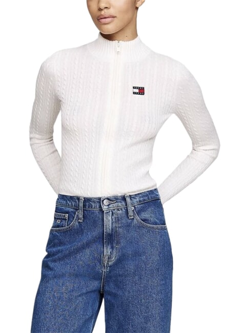 TH JEANS Pull &agrave; fermeture &eacute;clair int&eacute;grale blanc ancien - Chandails pour femmes