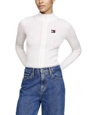 TOMMY HILFIGER TH JEANS Pull &agrave; fermeture &eacute;clair int&eacute;grale blanc ancien - Chandails pour femmes - 2