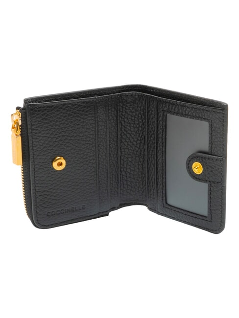 MYRINE Portefeuille compact en cuir Noir - Portefeuilles Femme