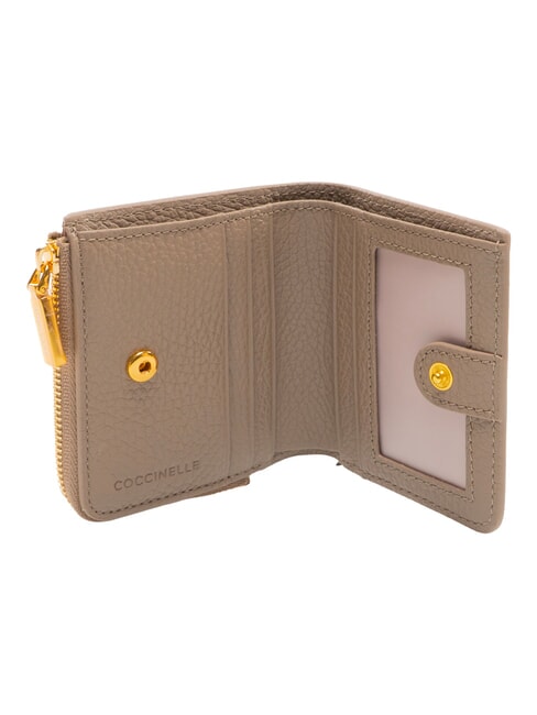 MYRINE Portefeuille compact en cuir taupe chaud - Portefeuilles Femme