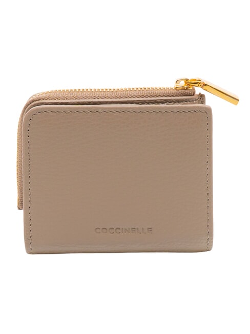 MYRINE Portefeuille compact en cuir taupe chaud - Portefeuilles Femme