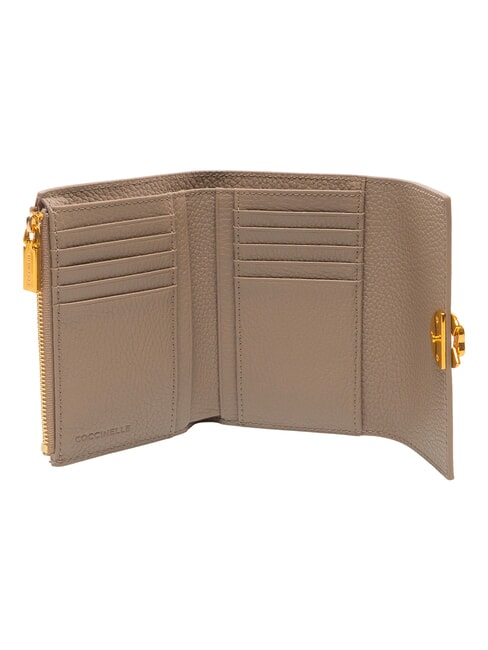 BINXIE Portefeuille avec porte-monnaie, en cuir taupe chaud - Portefeuilles Femme