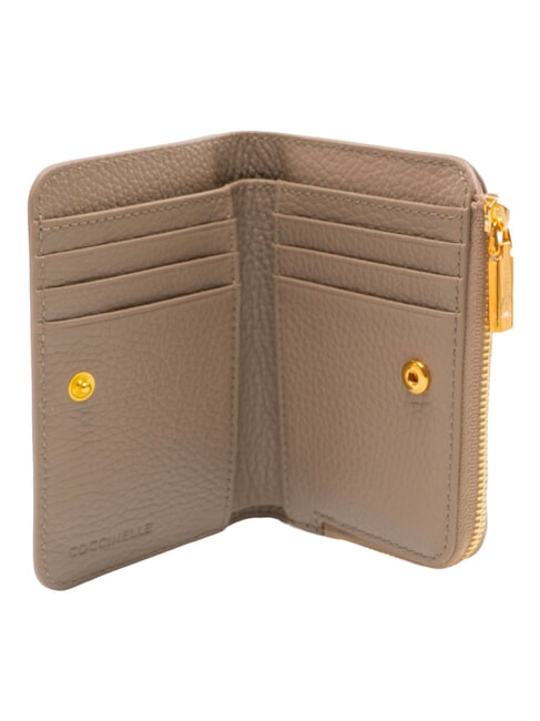 BINXIE Portefeuille compact en cuir taupe chaud - Portefeuilles Femme