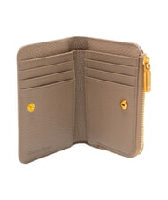 COCCINELLE BINXIE Portefeuille compact en cuir taupe chaud - Portefeuilles Femme - 2