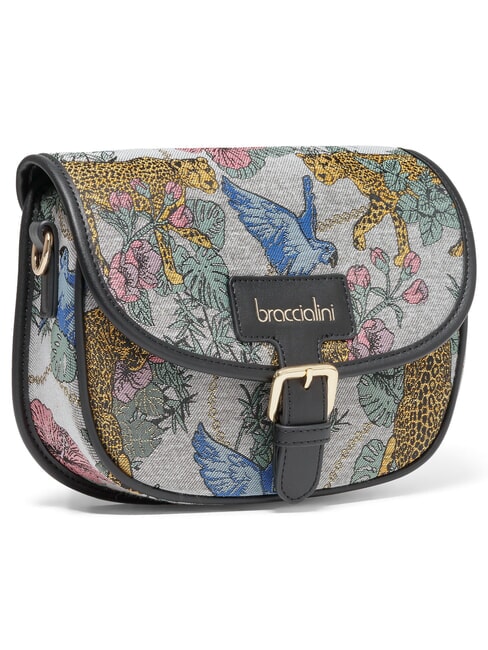 JACQUARD Mini sac bandouli&egrave;re gris multicolore - Sacs pour Femme