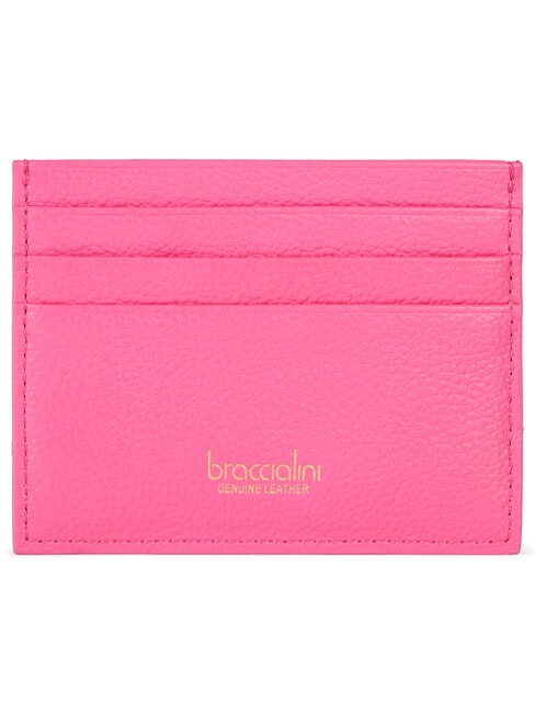 BASIC Porte-cartes plat en cuir fuchsia - Portefeuilles Femme