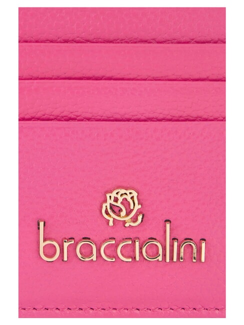BASIC Porte-cartes plat en cuir fuchsia - Portefeuilles Femme