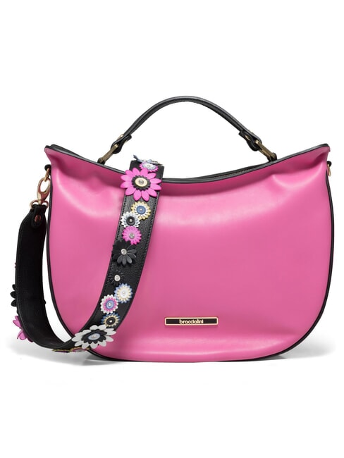 JASMINE  Sac &agrave; main, avec bandouli&egrave;re, en cuir fuchsia/noir - Sacs pour Femme