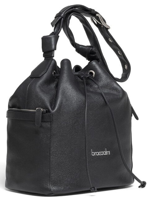 NORA Seau &agrave; bandouli&egrave;re, en cuir noir - Sacs pour Femme