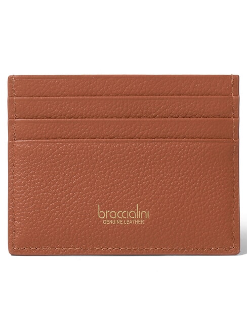 BASIC porte-cartes en cuir plat marron - Portefeuilles Femme