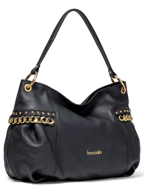 NORA Sac bandouli&egrave;re en cuir avec cha&icirc;ne noir - Sacs pour Femme