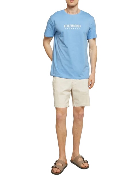 ICONIC T-shirt en coton, manches courtes azur&eacute; - T-shirt