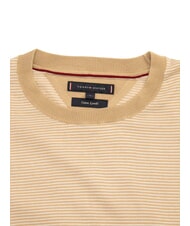 TOMMY HILFIGER TH Pull en m&eacute;lange de coton rose classique / blanc optique - Pulls pour hommes - 3