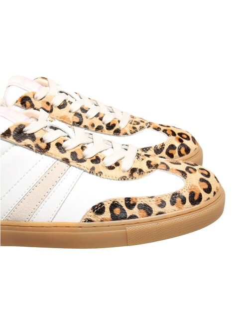 COURT Baskets en cuir l&eacute;opard blanc au lait - Chaussures Femme