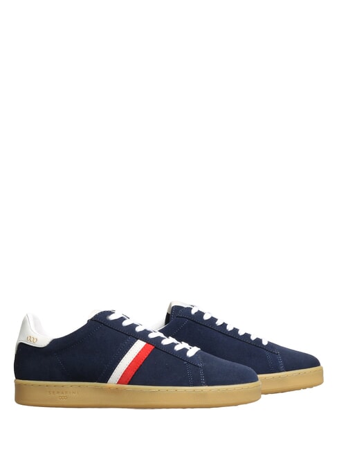 MC ENROE Baskets en cuir bleu blanc rouge - Chaussures Homme