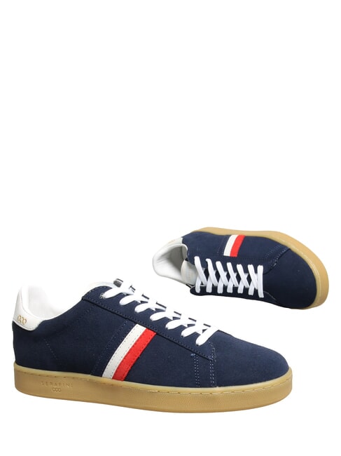 MC ENROE Baskets en cuir bleu blanc rouge - Chaussures Homme
