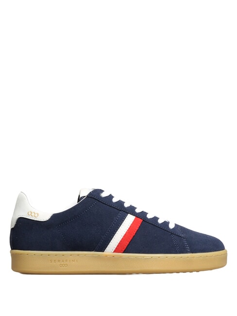 MC ENROE Baskets en cuir bleu blanc rouge - Chaussures Homme