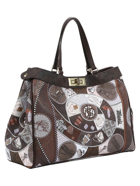 FASHIONOPOLY Sac &agrave; main avec bandouli&egrave;re chocolat - Sacs pour Femme