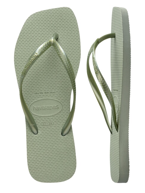 SLIM SQUARE Tongs &agrave; bout carr&eacute; vert fum&eacute;e - Chaussures Femme
