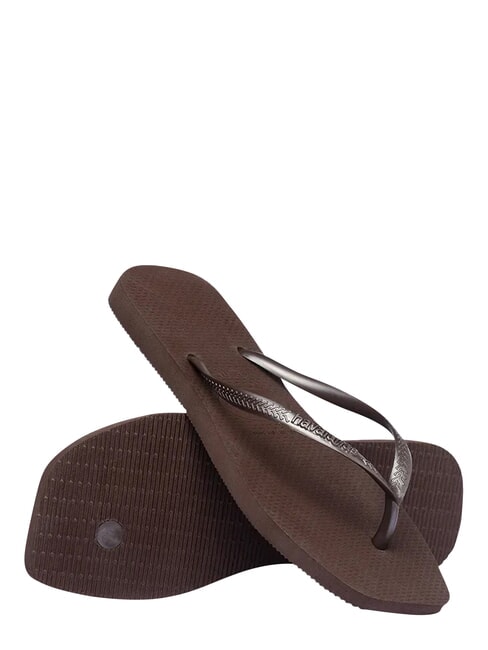 SLIM SQUARE Tongs &agrave; bout carr&eacute; fr&egrave;re sombre - Chaussures Femme