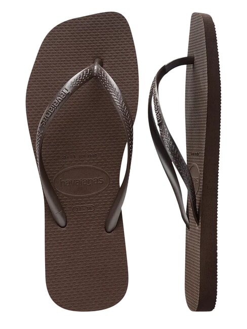 SLIM SQUARE Tongs &agrave; bout carr&eacute; fr&egrave;re sombre - Chaussures Femme