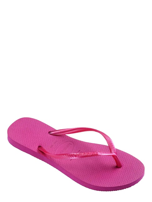 Tongs HAVAINAS SLIM gomme rose m&eacute;tallique - Chaussures Femme