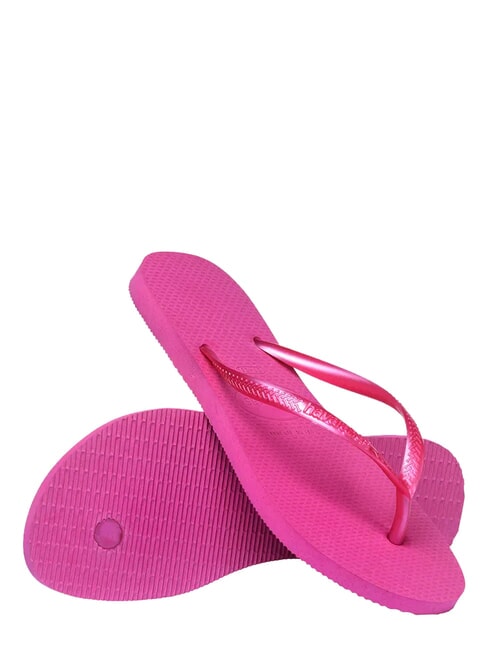 Tongs HAVAINAS SLIM gomme rose m&eacute;tallique - Chaussures Femme