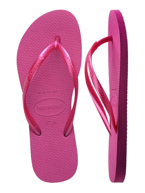 Tongs HAVAINAS SLIM gomme rose m&eacute;tallique - Chaussures Femme