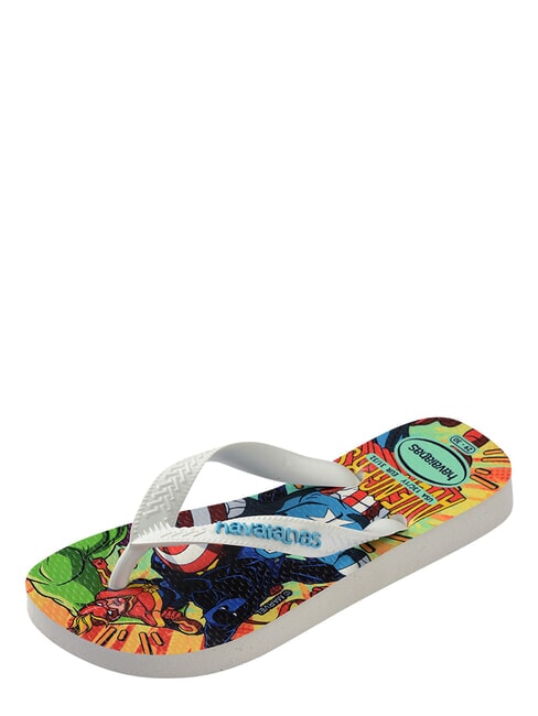 TOP MARVEL 2 Tongs BLANC / BLANC / BLEU - Chaussures de b&eacute;b&eacute;