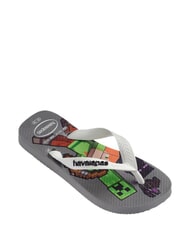 HAVAIANAS MINECRAFT Tongs gris acier/blanc - Chaussures de b&eacute;b&eacute; - 3