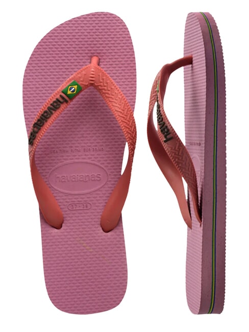 BRASIL LOGO Les tongs pour hommes roses en mousseline - Chaussures unisexe