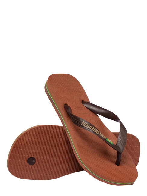 BRASIL LOGO Les tongs pour hommes rouille/brun fonc&eacute; - Chaussures unisexe