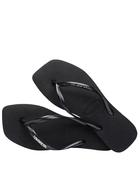 SQUARE LOGO Tongs noir/argent - Chaussures Femme