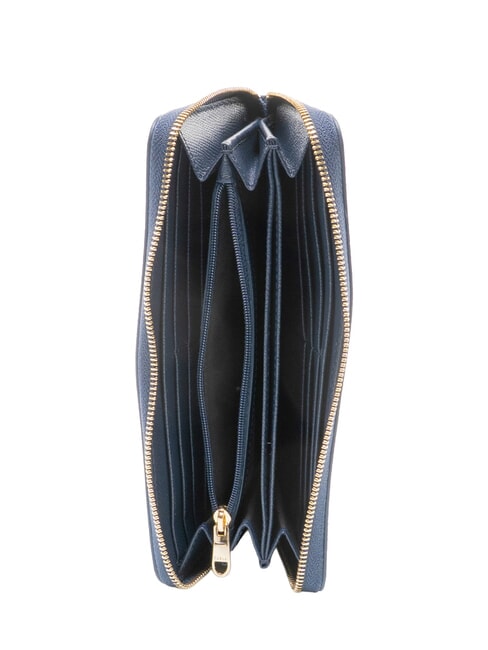 GARDENIA Grand portefeuille en cuir zipp&eacute; bleu encre - Portefeuilles Femme