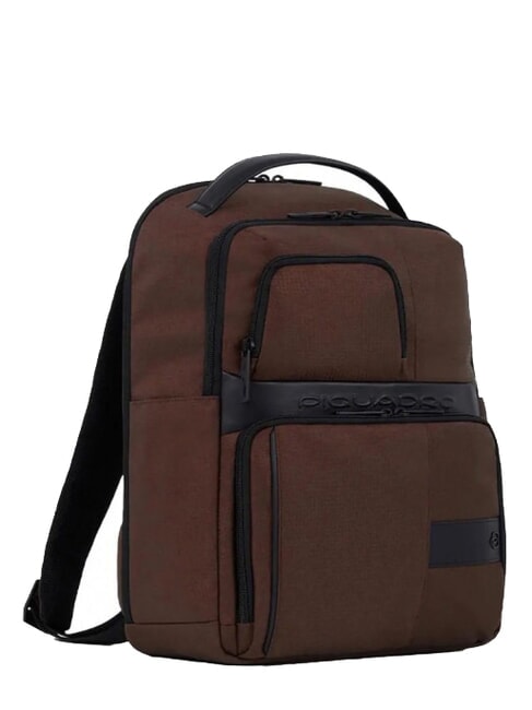 WOLLEM Sac &agrave; dos en cuir et tissu, support ordinateur 14" MARRON - Sacs &agrave; dos pour ordinateur portable