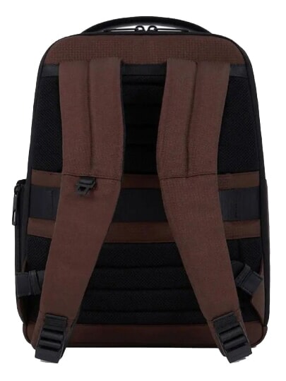 WOLLEM Sac &agrave; dos en cuir et tissu, support ordinateur 14" MARRON - Sacs &agrave; dos pour ordinateur portable