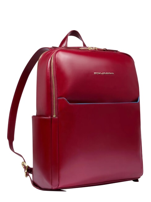 BLUE SQUARE  Sac &agrave; dos pour ordinateur portable 14 pouces, en cuir ROUGE - Sacs &agrave; dos pour ordinateur portable